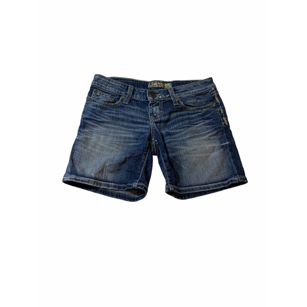 BKE Sabrina Denim Shorts Low Rise Stretch Y2K Festival Medium Wash 24